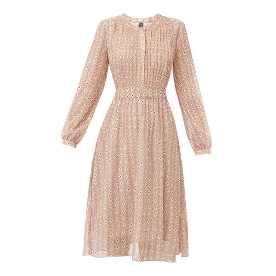 
Unwind pink chiffon dress for women Autumn 2025 autumn new women's clothing temperament high waist long sleeve lady skirt