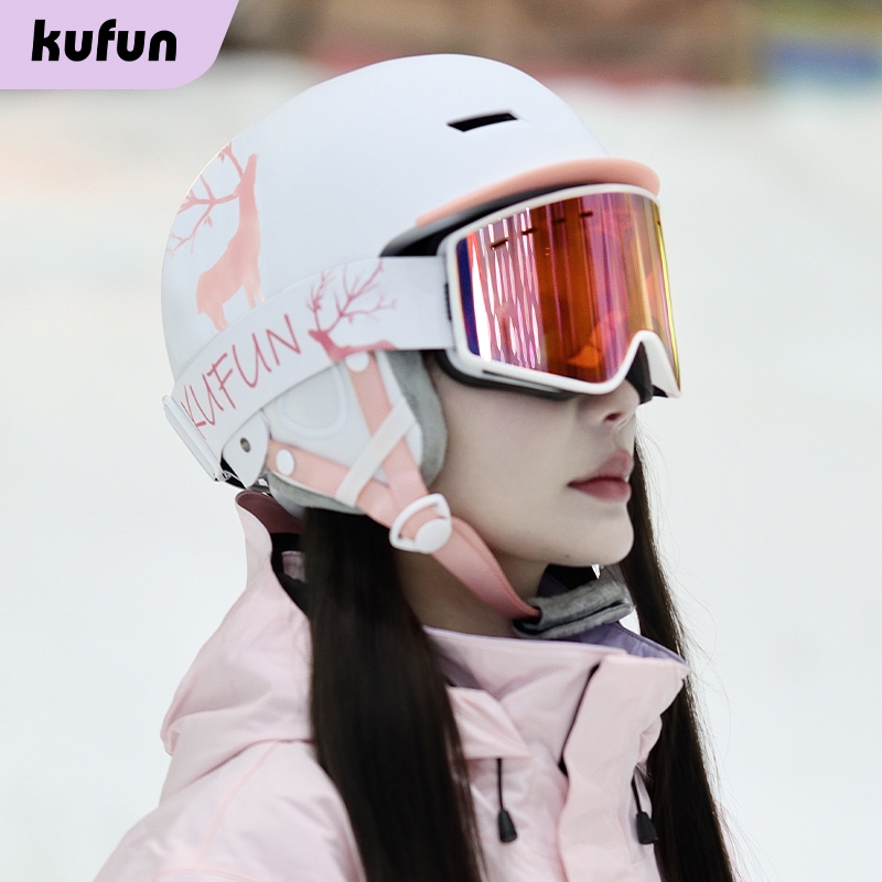 酷峰滑雪头盔雪盔雪镜盔镜一体式女男成人儿童单板专业装备安全帽