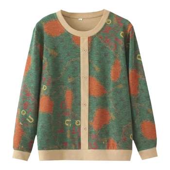 Long -sleeved contrasting color printed cubs T -shirt
