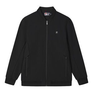 
FILA official men's woven jacket 2025 spring new fashionable simple casual basic black top