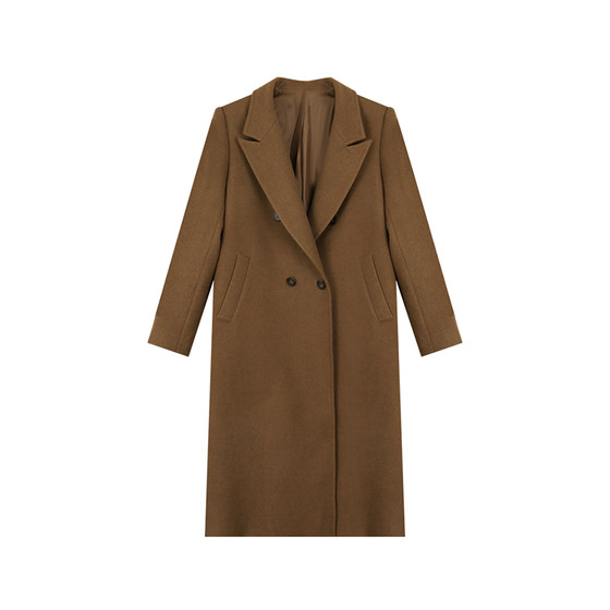 
Annie Buhuo comes with shoulder pads, high-end double-breasted woolen coat for women with slightly fat large size, medium-length woolen coat