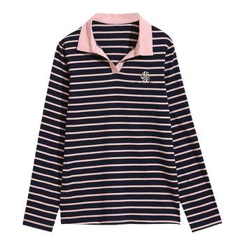 Women's non-pilling and non-fading pure cotton long-sleeved top