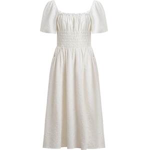 
FIVE PLUS dress women's retro puff sleeves high waist French square neck mid-length skirt women's summer