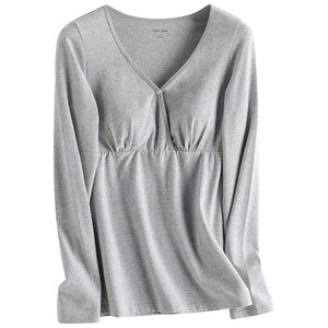 
Nursing tops, autumn clothes, bottoming shirts, pure cotton autumn clothes for pregnant women, autumn and winter trousers suits, autumn and winter nursing and confinement clothes without wearing bras