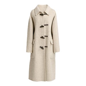 
Ma Tiannu's new autumn and winter solid color lapel horn button sweater mid-length double-sided wool coat fashionable jacket