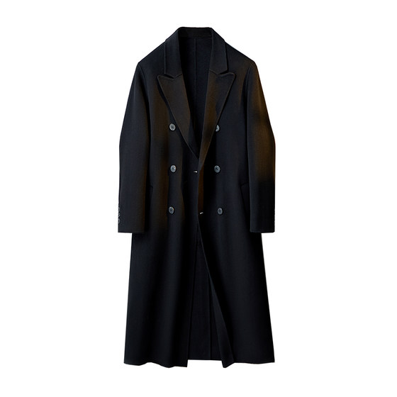 Autumn and winter wool double-sided wool coat for men's suit double-breasted wool long over-knee wool Korean windbreaker jacket
