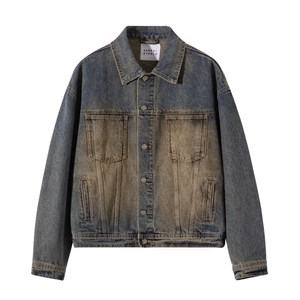 SANBAI Sanbai Casual Denim Jacket Men's Autumn Washed Retro Yellow Mud American Street Top