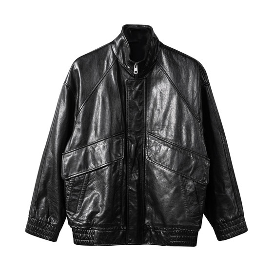 
Men's clothing, wild sheepskin fashion genuine leather wide version early spring jacket oily leather jacket early spring pilot jacket