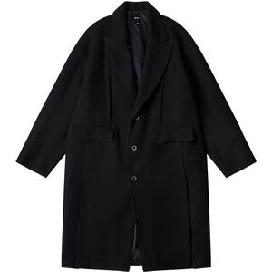 
NMAX plus size trendy brand men's new classic large lapel solid color mid-length coat drape thickened woolen coat
