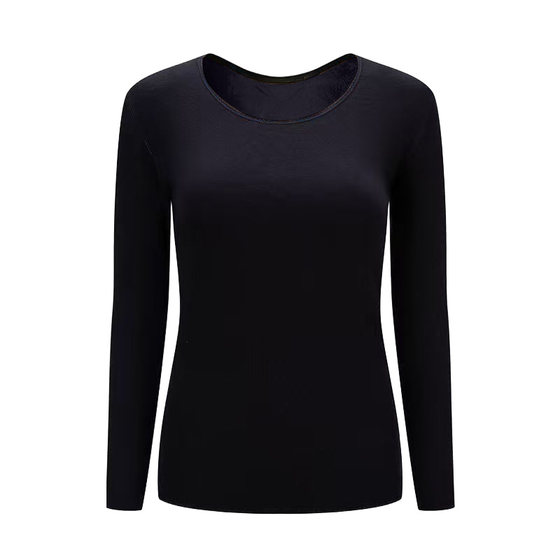 Yalu Women's Thermal Underwear Plus Velvet Thickened Bottoming Women's Autumn Clothes and Autumn Pants Set for Young and Middle-aged Women Black Winter