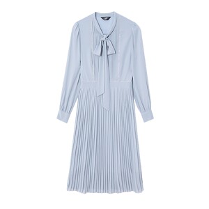 
White Deer tone commuter ol style shirt skirt autumn casual long-sleeved neck dress midi skirt pleated skirt