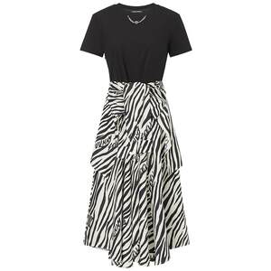 
[Attitude Cat Brigade] FF Like Dress 2025 Autumn and Winter New Product Splicing Printed Women's Striped Short-Sleeved Long Skirt