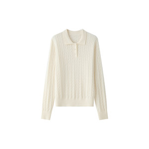 
TEASEL warm and soft winter BABY grade cashmere cloud soft POLO collar three-dimensional cable sweater