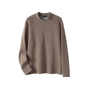 
THESSNCE mousse micro-wool double-sided air layer invisible zipper collar knitted men's winter long-sleeved T-shirt