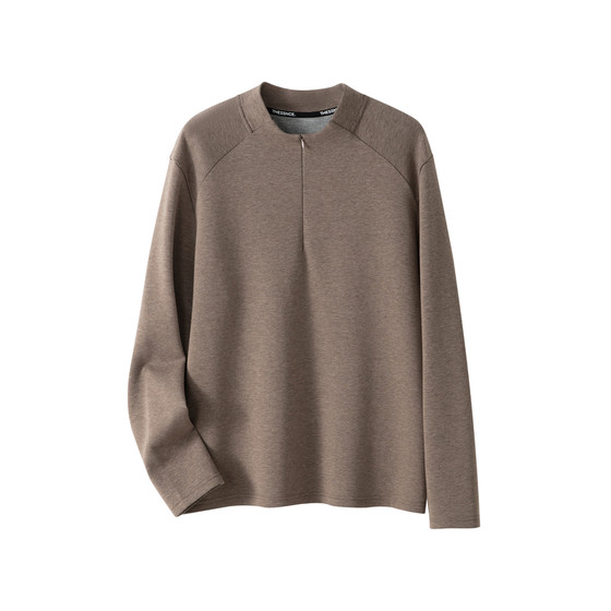 
THESSNCE mousse micro-wool double-sided air layer invisible zipper collar knitted men's winter long-sleeved T-shirt