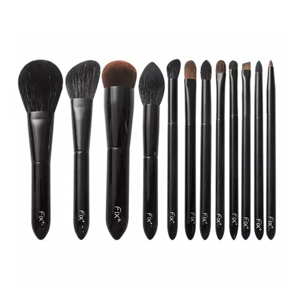 Fose and Fen Group embroidered 12 animal hair eye shadow makeup brush sets super soft hair blush loose powder high -gloss lip brush