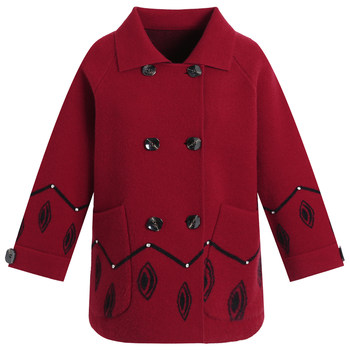 Large size mother autumn coat wool cashmere coat for women