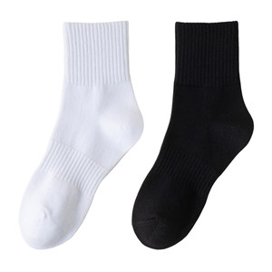 Socks women's mid-calf cotton socks spring and autumn men's sports socks white anti-odor sweat-absorbent breathable high-top versatile college basketball socks