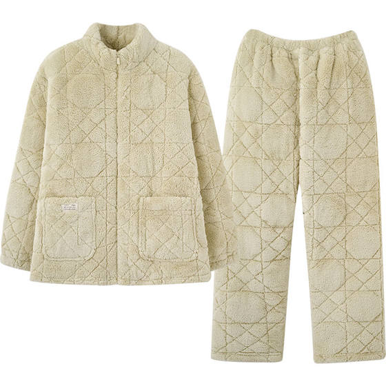 
Princess Mark's super thick three-layer quilted couple's pajamas winter zipper stand collar men and women can wear cotton-padded jackets to save clothes