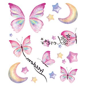 Butterfly tattoo sticker children's eyebrows, forehead, face face, face painting, sticker girl non -toxic can be blanking eye corners
