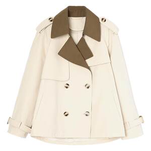 zklin This year's popular contrasting color splicing windbreaker jacket for women small and short spring and autumn 2026 new khaki color