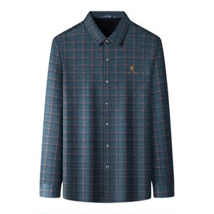 
Montagut men's autumn and winter velvet shirt middle-aged men's plaid high-end shirt warm and thickened inner wear Z