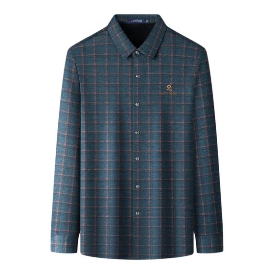 
Montagut men's autumn and winter velvet shirt middle-aged men's plaid high-end shirt warm and thickened inner wear Z