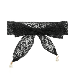 Beige Lace Belt Female Cute Bow Knot Cloth Belt With Skirt Summer Wide Accessories Decorative Dress Black White