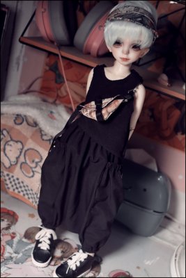taobao agent BJD baby clothes 6 points, 4 minutes, 3 minutes, uncle baby clothes hip -hop hip -hop Haren pants set cat black sauce homemade baby clothes 09