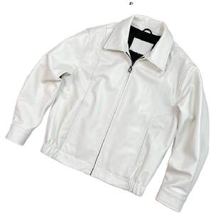 
80s high-end retro leather jacket white head layer cowhide genuine leather leather jacket Hong Kong style loose lapel jacket men and women