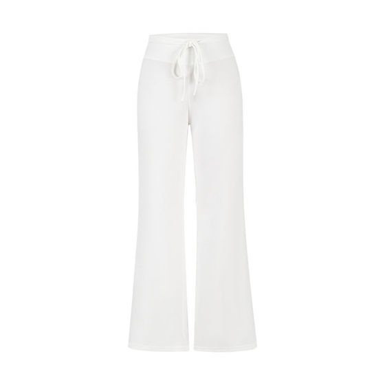 
MosesQueen White Sports Pants Casual Sweatpants Straight Leg Loose High Waist Drape Wide Leg Pants