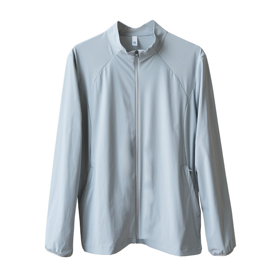 
125g Men's Lightweight Stand Collar Raglan Sleeve Jacket Stretch Fine Plaid Casual Jacket Top k