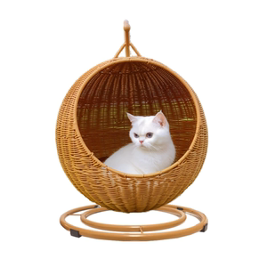 
Rattan Cat Nest Swing Basket Universal Pet Washable Internet Celebrity Bed Cat Kitten Sleeping Nest Summer Hammock