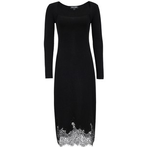 
Vero Moda dress women's 2025 autumn and winter new style sheep wool square neck A-line lace splicing knitted skirt
