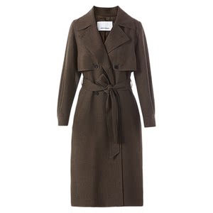 
Langzi double-breasted lapel trench coat retro Maillard high-end commuter jacket 2025 new autumn style
