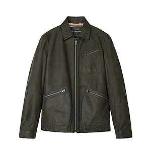 
MCS men's clothing originates from Marlboro's new autumn style rubbed cowhide 91-B workwear leather jacket lapel American retro men's