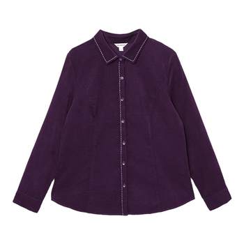 
Miranden middle-aged and elderly women's clothing for 2025 autumn and winter new warm corduroy strip velvet shirt for female mother's clothing top