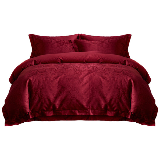 
Sidefu high-end wedding four-piece set big red cotton sheet quilt cover wedding dowry bedding high-end sense