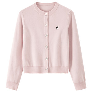 
BANANA BABY 2025 autumn and winter new fashion sweet knitted cardigan women's round neck embroidered age-reducing sweater