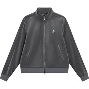 
Li Ning Velvet Jacket Women's Official Spring New Style Zippered Shoulder Sweater Stand Collar Top Knitted Sportswear Women