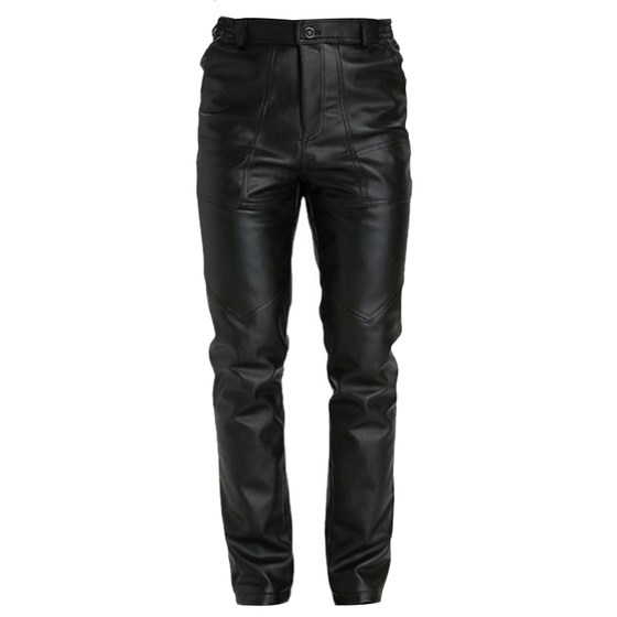 Yabang (clothing) middle -aged and elderly leather pants men with velvet thickened motorcycle windproof and waterproof men's leather pants loose
