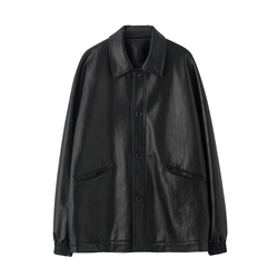 Sixi Sixi Home Spring Royal Black Cool Girl Short Lapel Leather Coat Women's Retro Small Jacket Short Coat