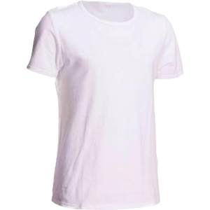 Decathlon short -sleeved T -shirt men and girls sports solid color bottoming fitness clothes children's pure cotton loose top kidc