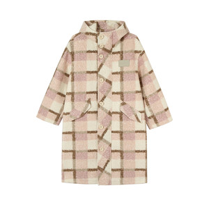 
WhyBerry 23AW 'Bubble Soufflé' pink plaid coat, lazy and warm mid-length coat for autumn and winter