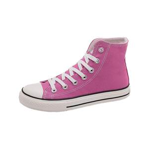 Global canvas shoes for women's spring high-top breathable cloth shoes rose red women's shoes casual board shoes versatile fashion flat shoes