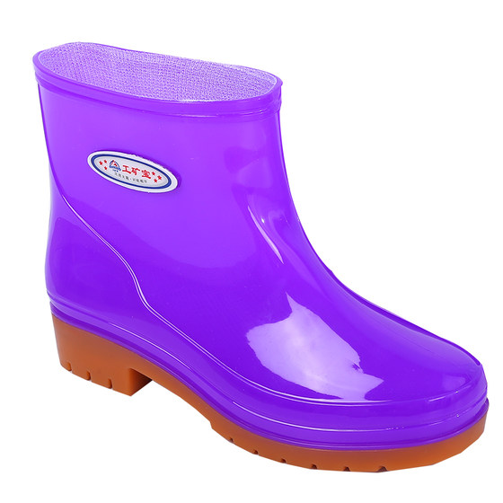 Wear -resistant beef tendon waterproof shoes Fashion short tube rubber shoes Kitchen soft bottom water boots rain boots women rainy days comfortable and anti -slip
