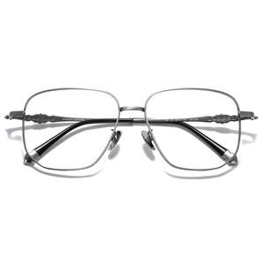 High-end pure titanium retro large face glasses men's large frame 160mm frame can be equipped with myopia degree anti-blue light lens
