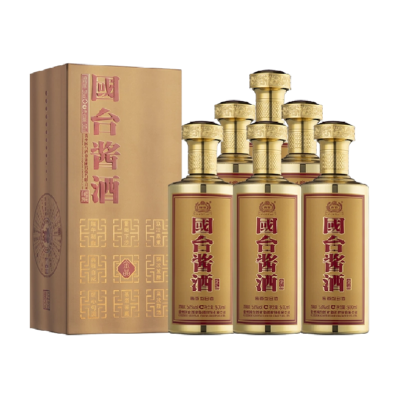 國臺酒53度國臺醬酒500ml×6瓶醬香型白酒整箱禮盒裝高度純糧食酒-Taobao