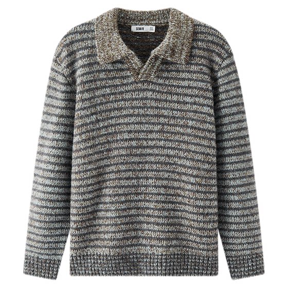 
Semir sweater men's winter striped POLO sweater 2025 new style floral retro jacquard couple sweater loose