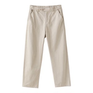 
LUUD high quality Tencel Lyocell washed cotton casual pants Korean style commuting style elastic waist straight trousers for men